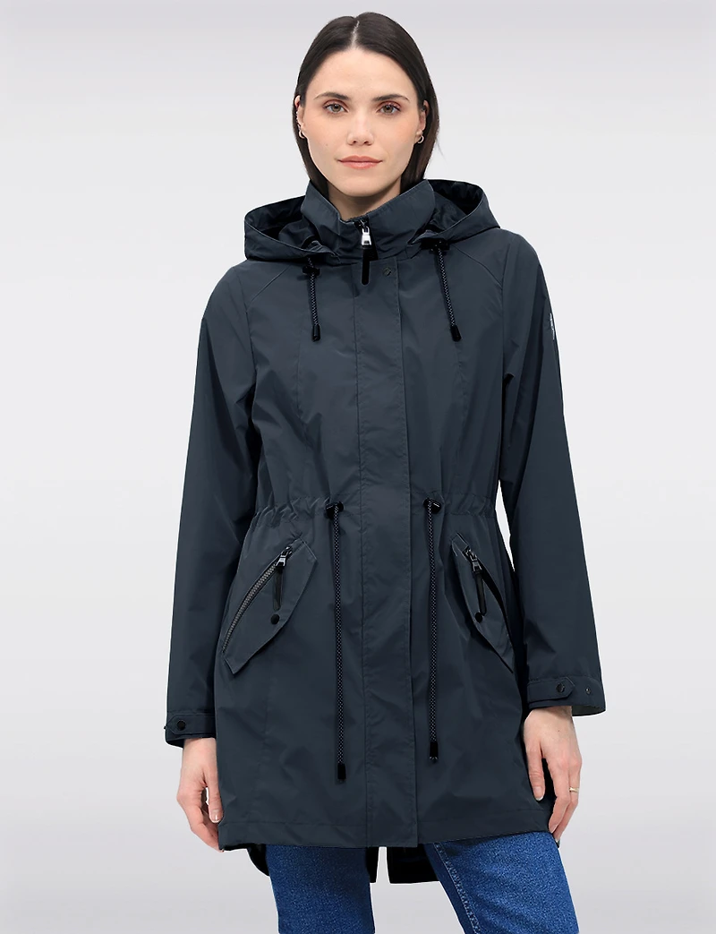 Vegan Versatile Active Jacket with Detachable Hood & Cinched Waist by Saki Sport