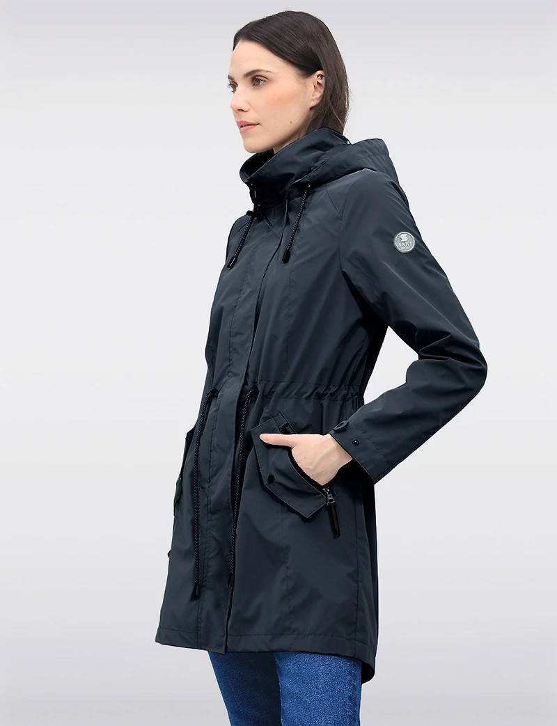 Vegan Versatile Active Jacket with Detachable Hood & Cinched Waist by Saki Sport