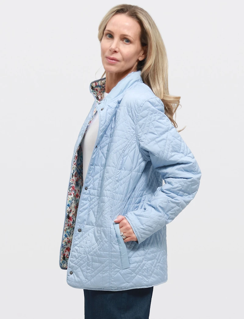 Reversible Quilted Jacket - Versatile Two-in-One Print & Solid Designs by Saki
