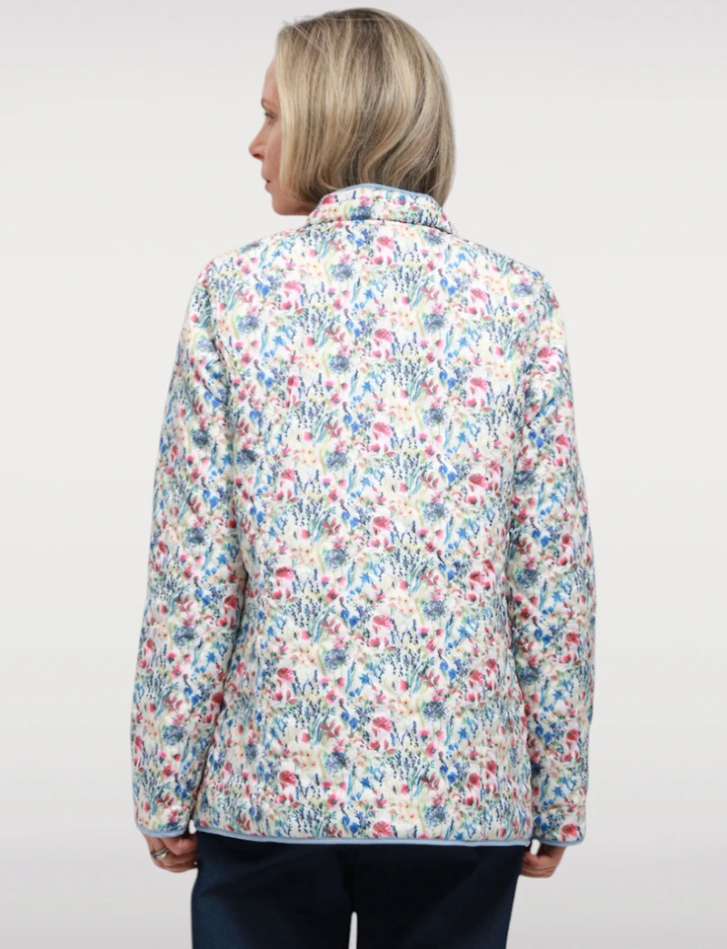 Reversible Quilted Jacket - Versatile Two-in-One Print & Solid Designs by Saki