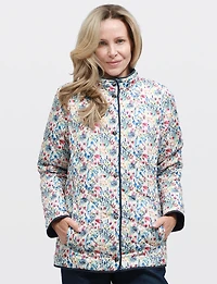 Reversible Quilted Jacket - Versatile Two-in-One Print & Solid Designs by Saki