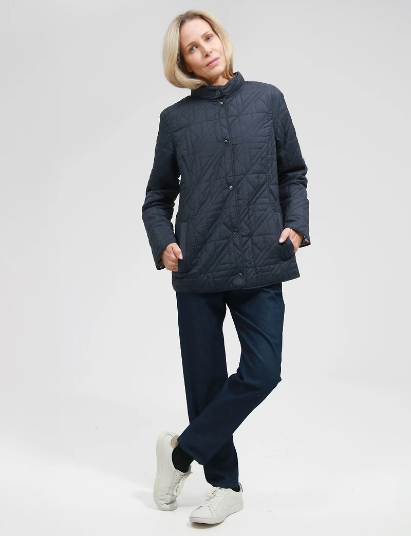 Reversible Quilted Jacket - Versatile Two-in-One Print & Solid Designs by Saki