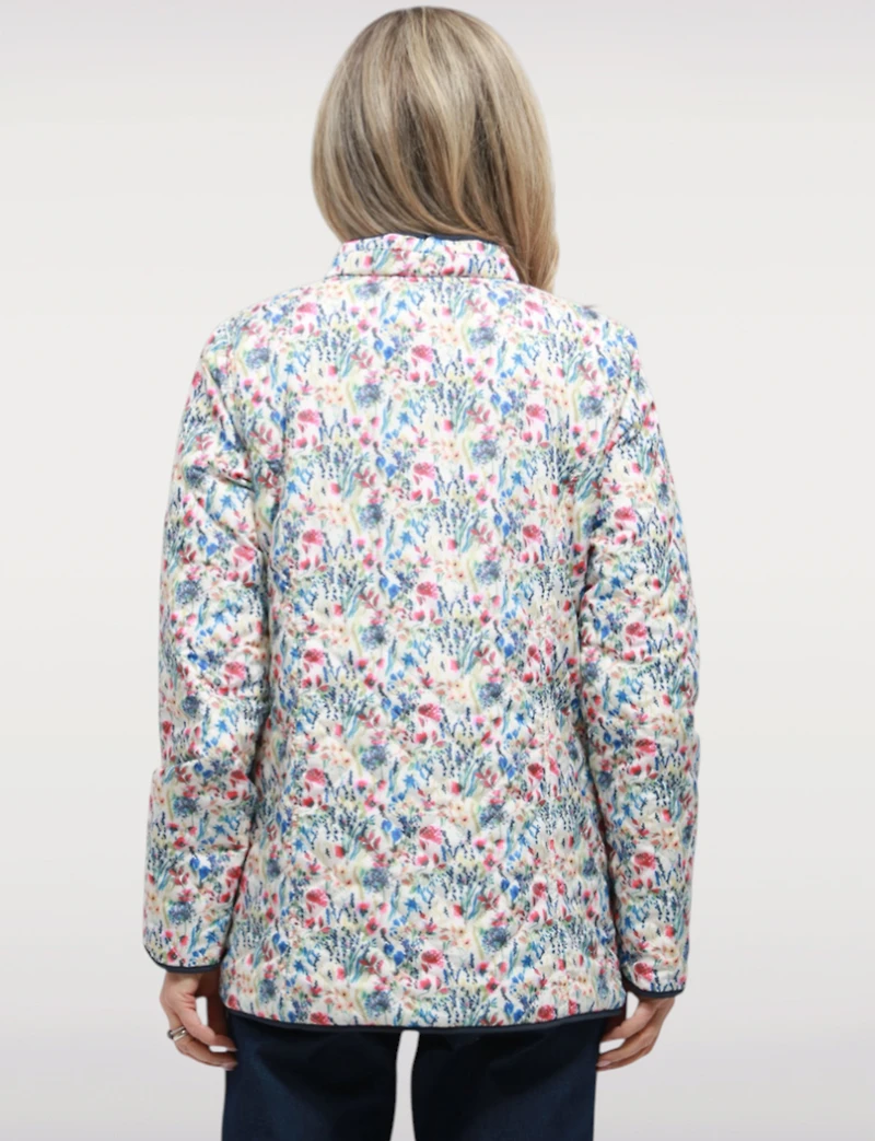 Reversible Quilted Jacket - Versatile Two-in-One Print & Solid Designs by Saki