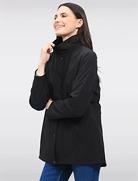 Vegan Breathe-Tech® Softshell Jacket with Plaid-Lined Removable Hood by Saki