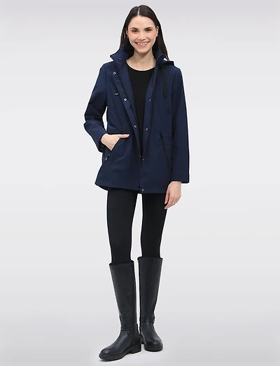 Vegan Breathe-Tech® Softshell Jacket with Plaid-Lined Removable Hood by Saki