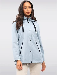 Vegan Breathe-Tech® Softshell Jacket with Plaid-Lined Removable Hood by Saki