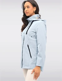 Vegan Breathe-Tech® Softshell Jacket with Plaid-Lined Removable Hood by Saki