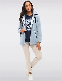 Vegan Breathe-Tech® Softshell Jacket with Plaid-Lined Removable Hood by Saki