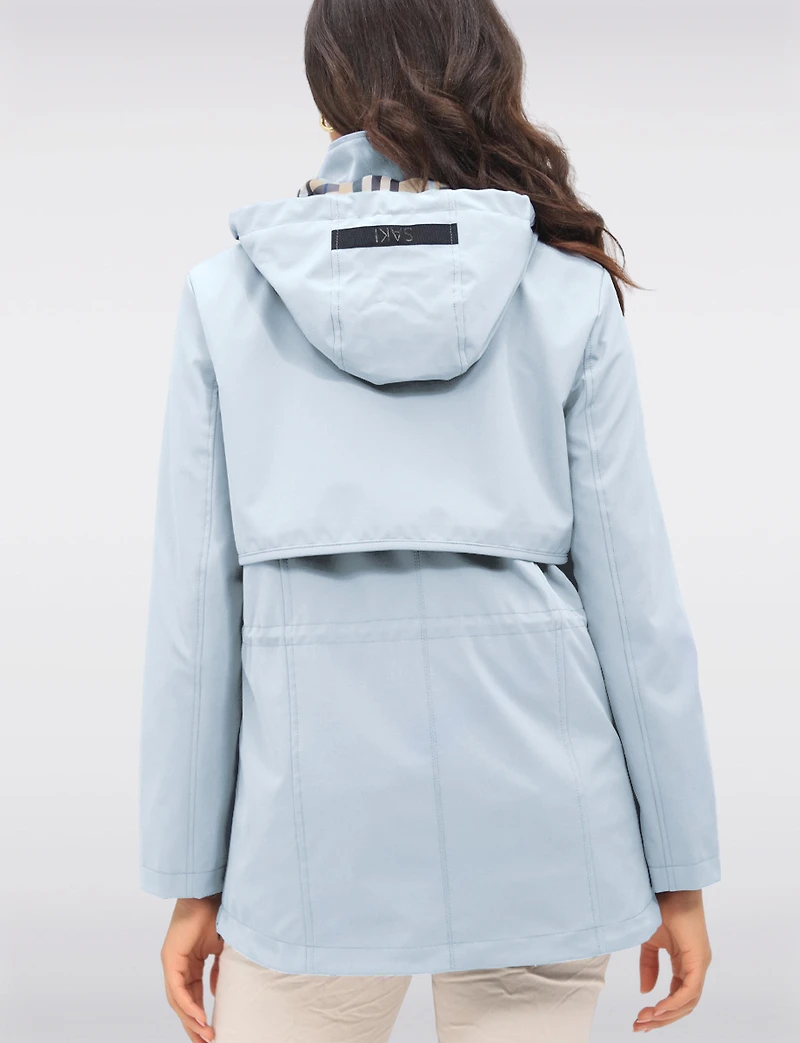 Vegan Breathe-Tech® Softshell Jacket with Plaid-Lined Removable Hood by Saki