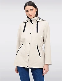 Vegan Breathe-Tech® Softshell Jacket with Plaid-Lined Removable Hood by Saki