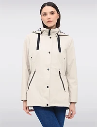 Vegan Breathe-Tech® Softshell Jacket with Plaid-Lined Removable Hood by Saki