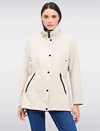 Vegan Breathe-Tech® Softshell Jacket with Plaid-Lined Removable Hood by Saki