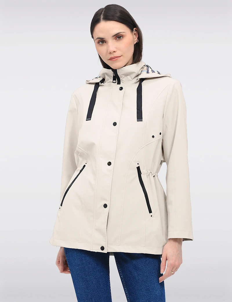 Vegan Breathe-Tech® Softshell Jacket with Plaid-Lined Removable Hood by Saki