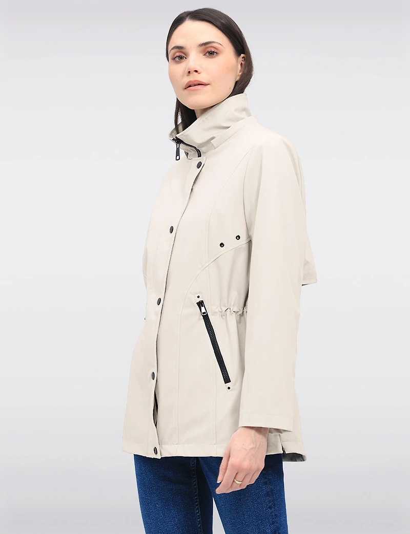 Vegan Breathe-Tech® Softshell Jacket with Plaid-Lined Removable Hood by Saki