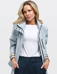 Vegan Breathe-Tech® Softshell Parka with Plaid-Lined Removable Hood by Saki