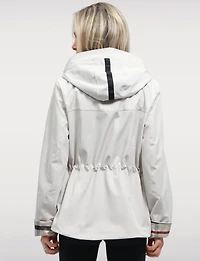 Vegan Breathe-Tech® Softshell Parka with Plaid-Lined Removable Hood by Saki