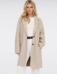 Chic Single-Breasted Mid-Length Overcoat with Notch Collar & Raw Edges by Only