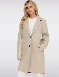 Chic Single-Breasted Mid-Length Overcoat with Notch Collar & Raw Edges by Only