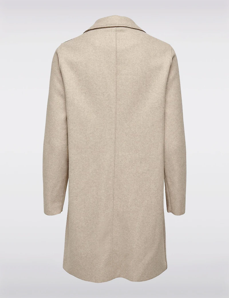 Chic Single-Breasted Mid-Length Overcoat with Notch Collar & Raw Edges by Only