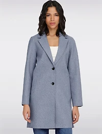 Chic Single-Breasted Mid-Length Overcoat with Notch Collar & Raw Edges by Only