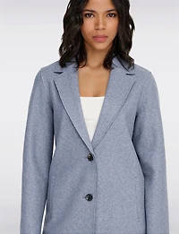 Chic Single-Breasted Mid-Length Overcoat with Notch Collar & Raw Edges by Only