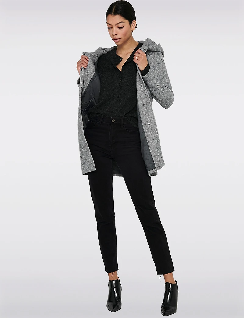 Straight Fit Hooded Zip-Front Jacket- Recycled Lightweight Design by Only