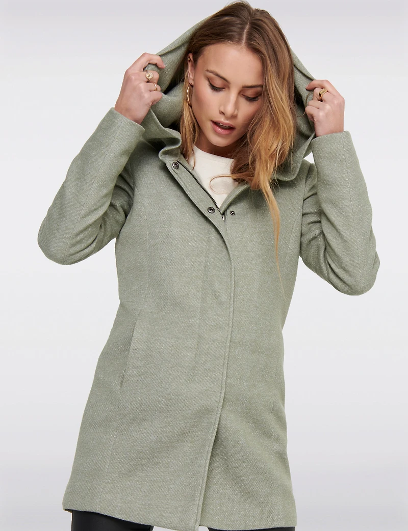 Straight Fit Hooded Zip-Front Jacket- Recycled Lightweight Design by Only