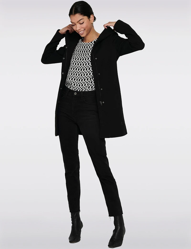 Straight Fit Hooded Zip-Front Jacket- Recycled Lightweight Design by Only