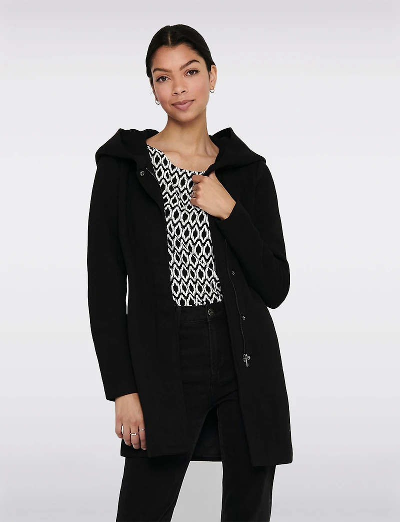 Straight Fit Hooded Zip-Front Jacket- Recycled Lightweight Design by Only