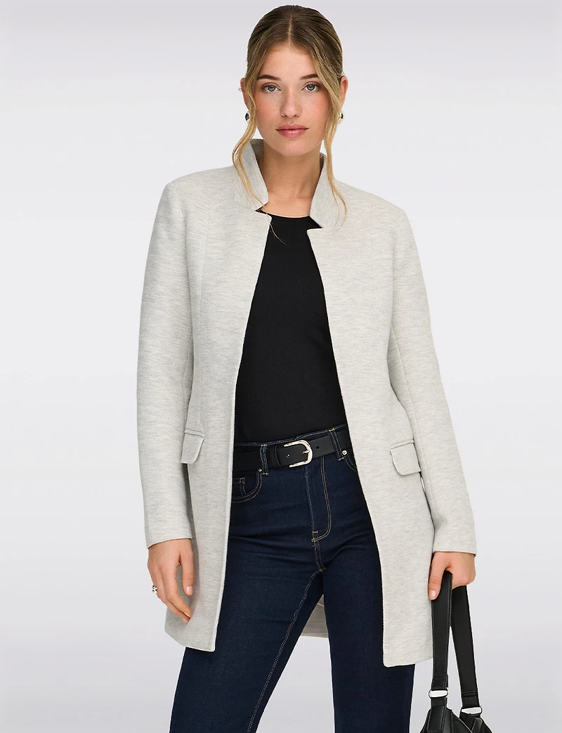 Straight Cut Open Front Versatile Notch Collar & Pockets Coatigan Blazer by Only