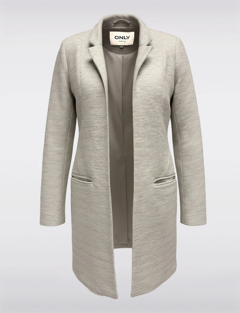 Straight Cut Open Front Versatile Notch Collar & Pockets Coatigan Blazer by Only