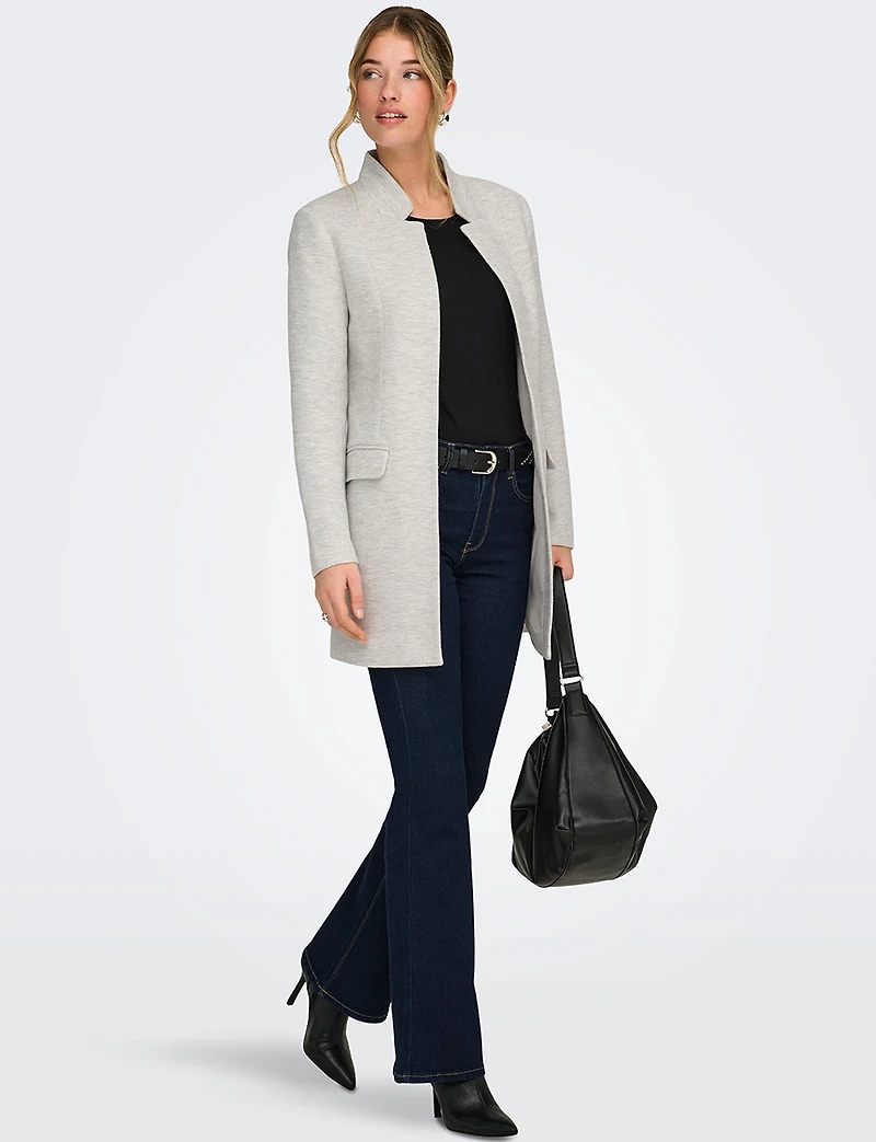 Straight Cut Open Front Versatile Notch Collar & Pockets Coatigan Blazer by Only