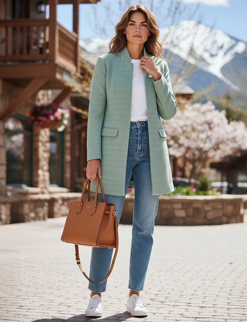 Straight Cut Open Front Versatile Notch Collar & Pockets Coatigan Blazer by Only