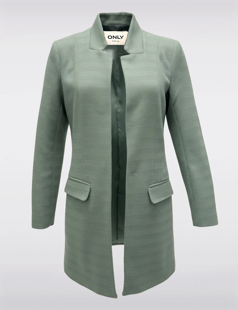 Straight Cut Open Front Versatile Notch Collar & Pockets Coatigan Blazer by Only