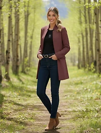 Straight Cut Open Front Versatile Notch Collar & Pockets Coatigan Blazer by Only