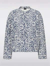 Trendy Floral Printed Cropped Quilted Jacket with Front Patch Pockets by Only