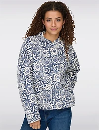 Trendy Floral Printed Cropped Quilted Jacket with Front Patch Pockets by Only