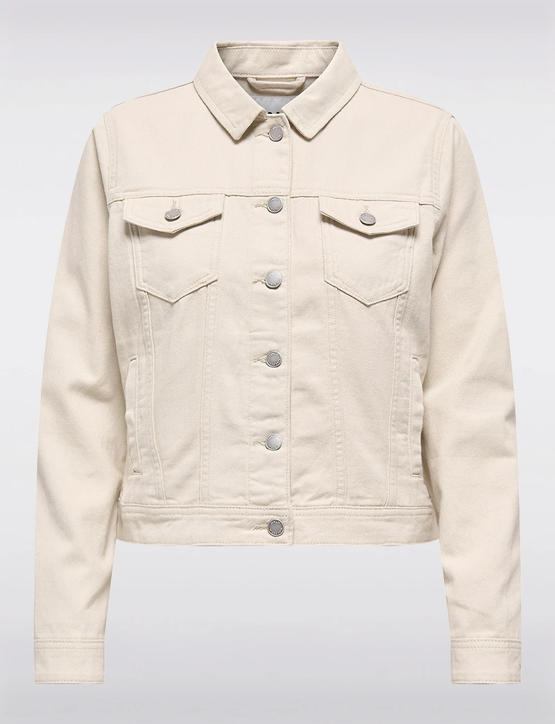 Classic Pastel Denim Jean Jacket | Lightweight 100% Cotton Slim Crop Fit by Only