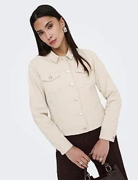 Classic Pastel Denim Jean Jacket | Lightweight 100% Cotton Slim Crop Fit by Only