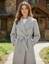 Straight Cut Open Front Belted Large Collar & Pockets Sweater Blazer by Only