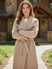 Straight Cut Open Front Belted Large Collar & Pockets Sweater Blazer by Only