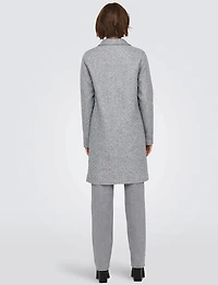 Classic Single-Breasted Notch Collar Cotton-Blend Mid-Length Overcoat by Only