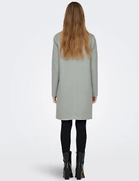 Classic Single-Breasted Notch Collar Cotton-Blend Mid-Length Overcoat by Only