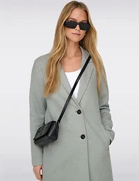 Classic Single-Breasted Notch Collar Cotton-Blend Mid-Length Overcoat by Only