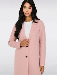 Classic Single-Breasted Notch Collar Cotton-Blend Mid-Length Overcoat by Only