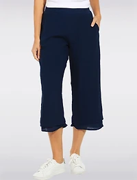 Goa Double-Layer Wide-Leg Flowy Crop Pant - Relaxed Capri Fit with Side Pockets