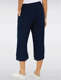 Goa Double-Layer Wide-Leg Flowy Crop Pant - Relaxed Capri Fit with Side Pockets