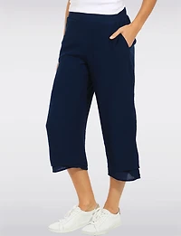 Goa Double-Layer Wide-Leg Flowy Crop Pant - Relaxed Capri Fit with Side Pockets