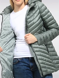 Lightweight Valerie Vegan Chevron-Quilt Puffer Detachable Hooded Jacket by Saki