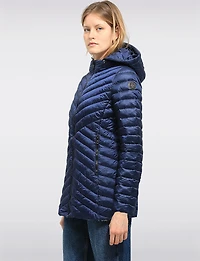 Lightweight Valerie Vegan Chevron-Quilt Puffer Detachable Hooded Jacket by Saki